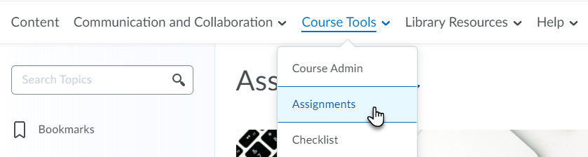 Assignments button student view